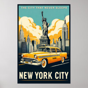 Póster de viaje de Nueva York de 1955 Vintage