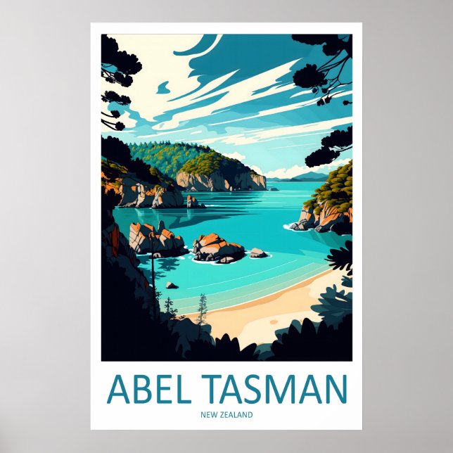 Póster de viaje de Nueva Zelanda Abel Tasman Vinta (Frente)