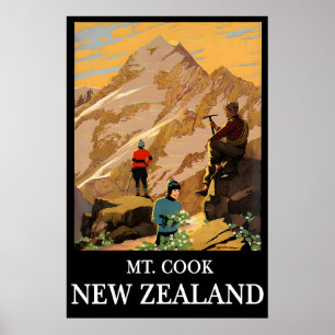 Póster de viaje de Nueva Zelanda Impresión de Mt C