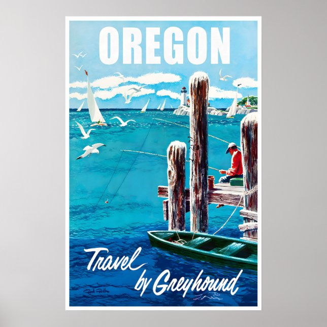 Póster de viaje de Oregón Arte de la costa Impresi (Frente)