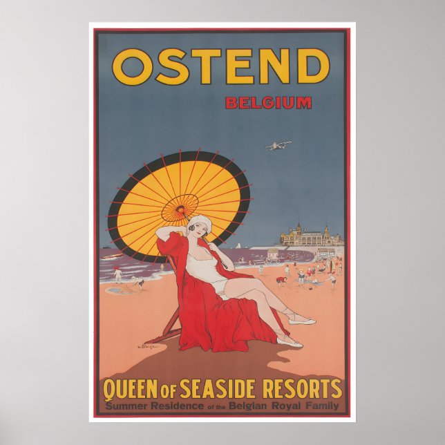 Póster de viaje de Ostende Bélgica Playas Impresió (Frente)