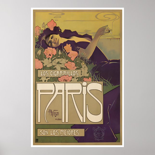 Póster de viaje de París Decoración francesa Impre (Frente)