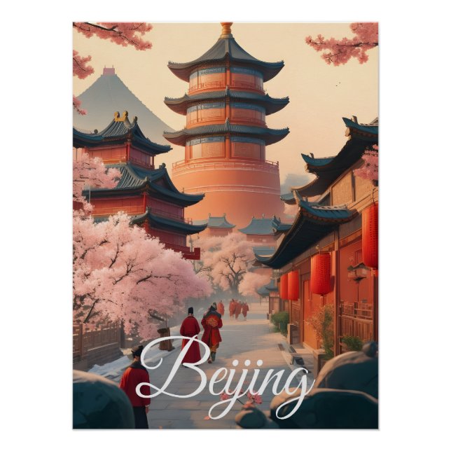 Póster de viaje de Pekín China (Anverso)