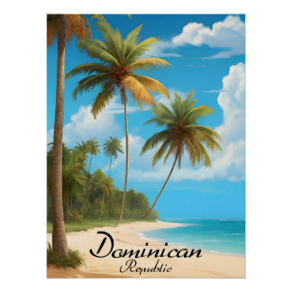 Póster de viaje de playa de la República Dominican