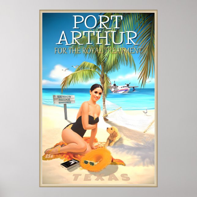 Póster de viaje de Port Arthur Texas Princess Beac (Frente)