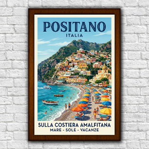 Póster de viaje de Positano, Italia, años 60