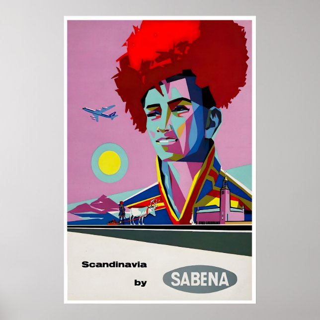 Póster de viaje de Sabena de arte de Escandinavia  (Frente)