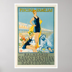 Póster de viaje de San Sebastián Arte Retro Barcel