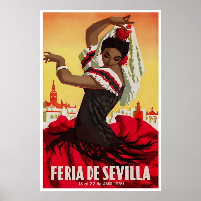 Póster de viaje de Sevilla España Impresión Arte E (Frente)