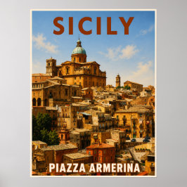 Póster de viaje de Sicilia Italia