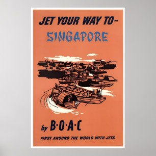 Póster de viaje de Singapur BOAC Arte Asia Impresi