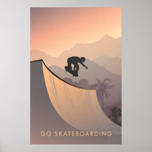 Póster de viaje de Skateboarding