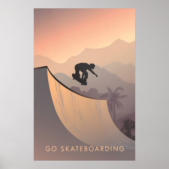 Póster de viaje de Skateboarding (Frente)