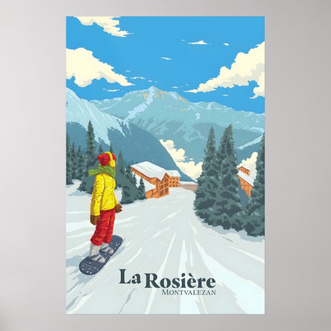 Póster de viaje de snowboard de La Rosiere (Frente)