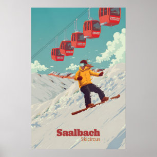 Póster de viaje de snowboard Saalbach Skicircus