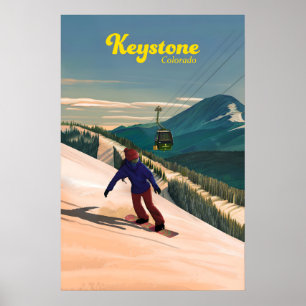 Póster de viaje de snowboarding Keystone