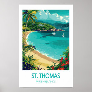 Póster de viaje de St. Thomas, Islas Vírgenes de E