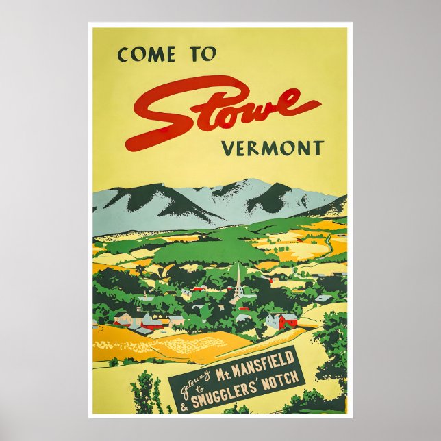 Póster de viaje de Stowe Vermont Impresión Mt Mans (Frente)