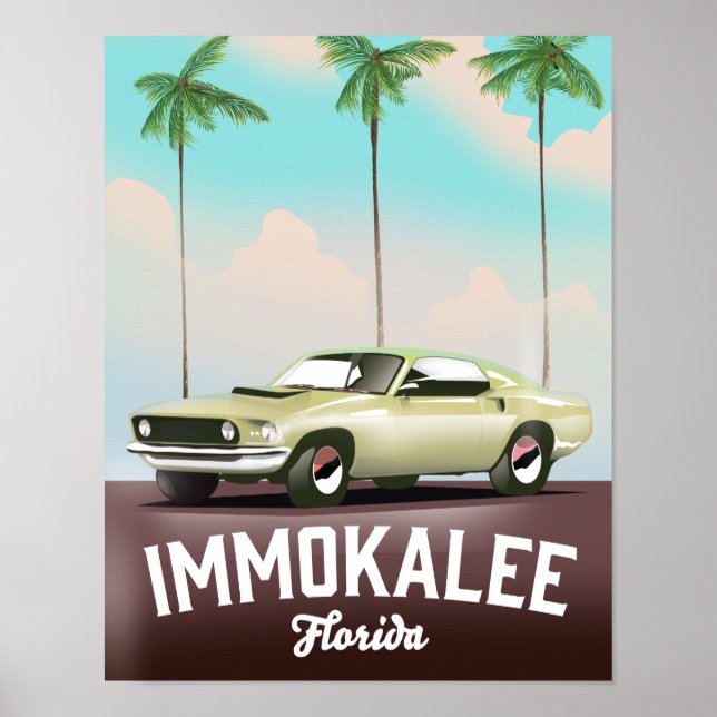 Póster de viaje de supercoche de Immokalee Florida (Frente)