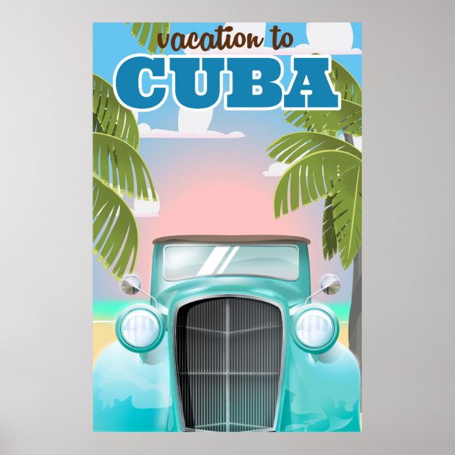 Póster de viaje de vacaciones a Cuba (Frente)