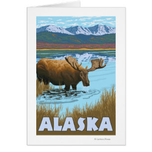 Poster de Viaje de Vintage de Agua Potable Moose