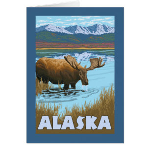 Poster de Viaje de Vintage de Agua Potable Moose