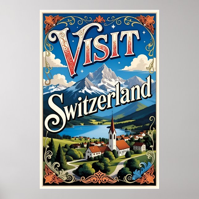 Póster de viaje de Visita Suiza (Frente)
