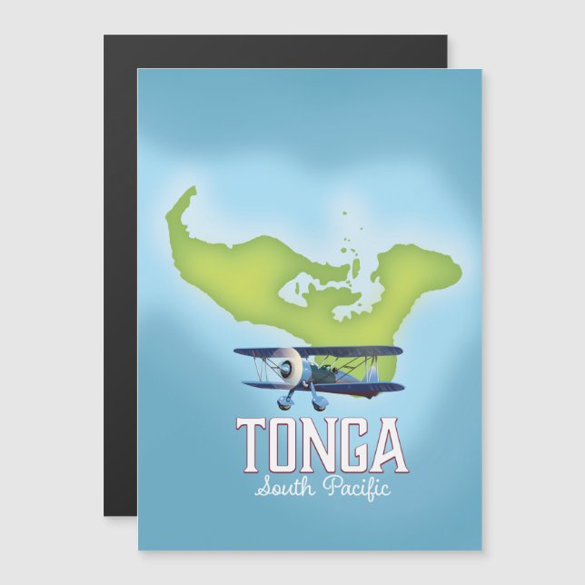 Póster de viaje de vuelo del mapa de Tonga (Anverso/Reverso)