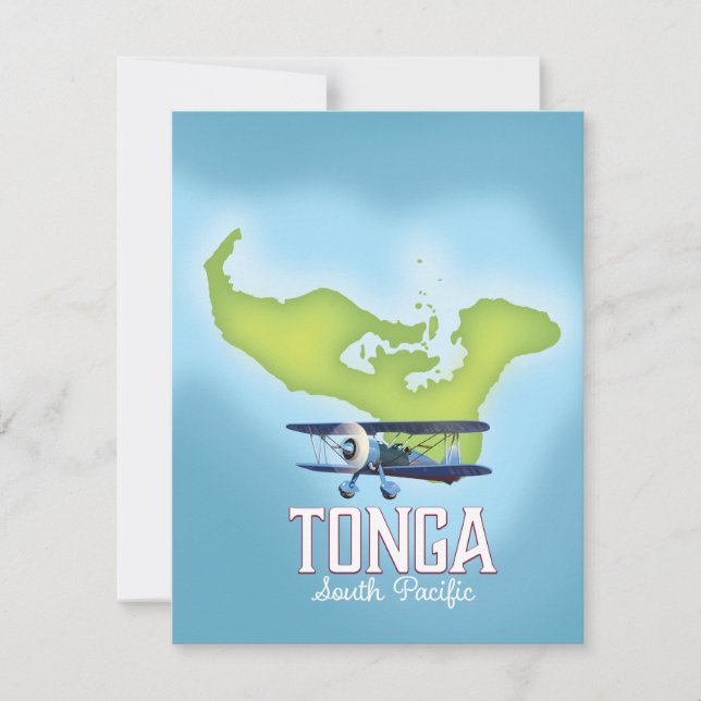 Póster de viaje de vuelo del mapa de Tonga (Anverso)