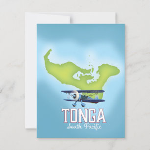 Póster de viaje de vuelo del mapa de Tonga