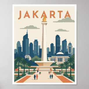 Póster de viaje de Yakarta Indonesia