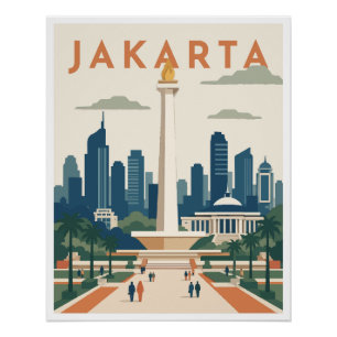 Póster de viaje de Yakarta Indonesia