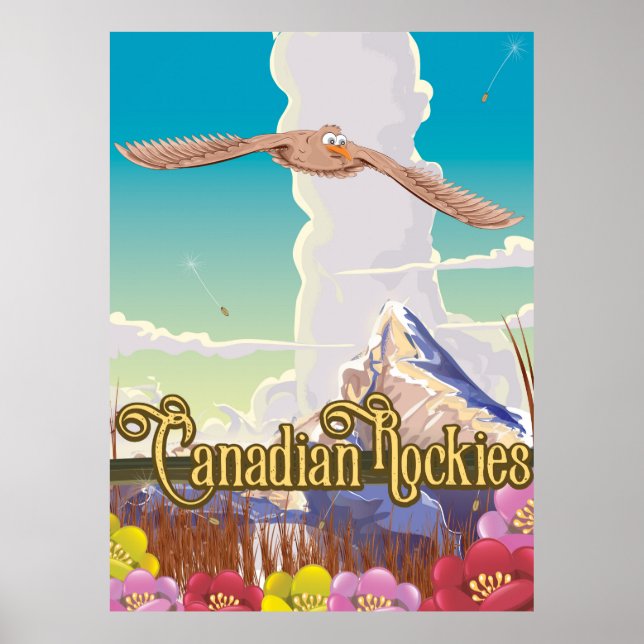 Póster de viaje del águila de las Montañas Rocosas (Frente)