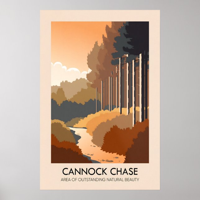 Póster de viaje del AONB de Cannock Chase (Frente)