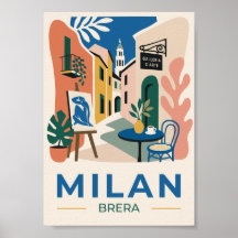 Póster de viaje del arte de Milán Brera - Regalo d
