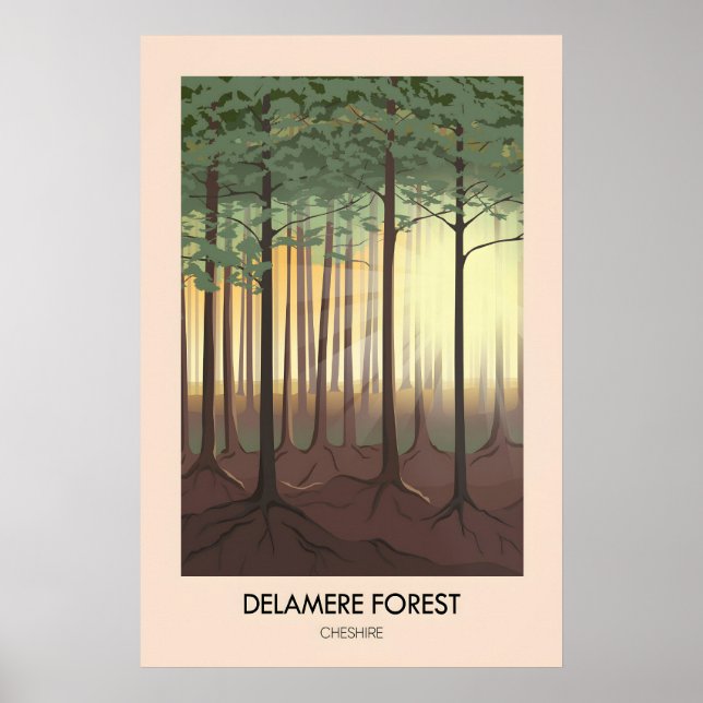 Póster de viaje del bosque de Delamere (Frente)
