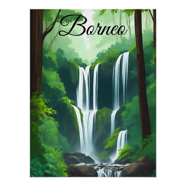 Póster de viaje del bosque tropical de Borneo Indo (Anverso)