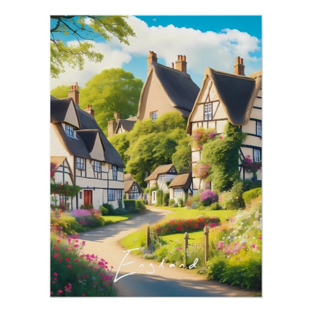 Póster de viaje del campo inglés (Anverso)