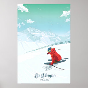 Póster de viaje del centro de esquí La Plagne