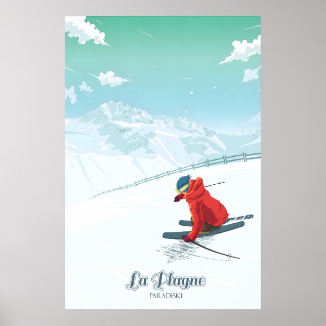 Póster de viaje del centro de esquí La Plagne (Frente)