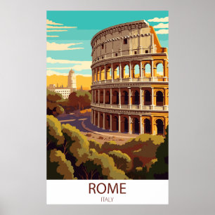 Póster de viaje del Coliseo de Roma Italia