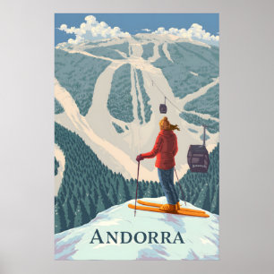 Póster de viaje del complejo de esquí Grandvalira 