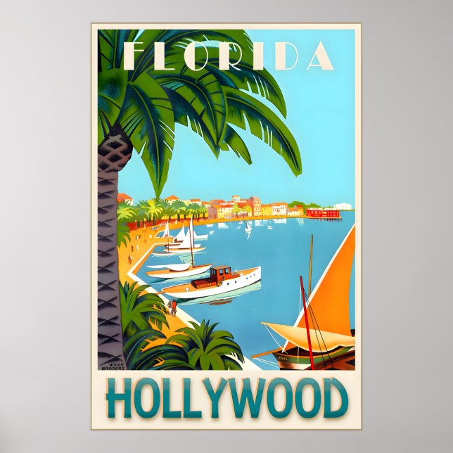 Póster de viaje del condado de Broward Florida Hol (Frente)