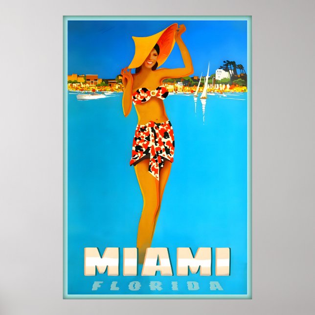 Póster de viaje del condado de Miami Dade Florida  (Frente)