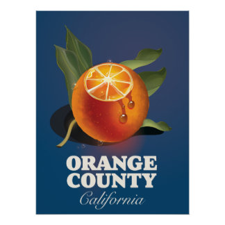 Póster de viaje del Condado de Orange California.