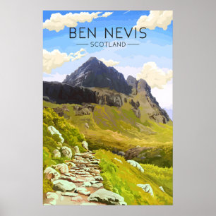Póster de viaje del Día de Ben Nevis Escocia