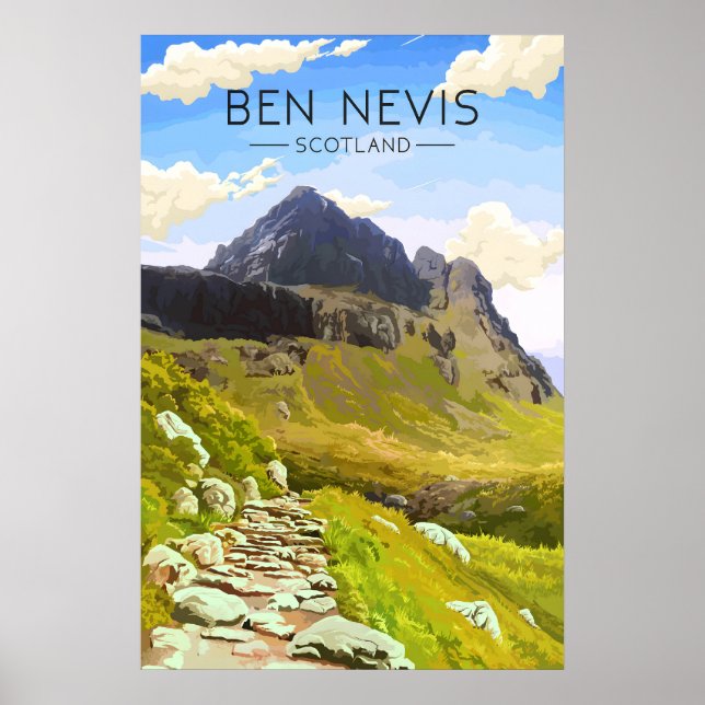 Póster de viaje del Día de Ben Nevis Escocia (Frente)