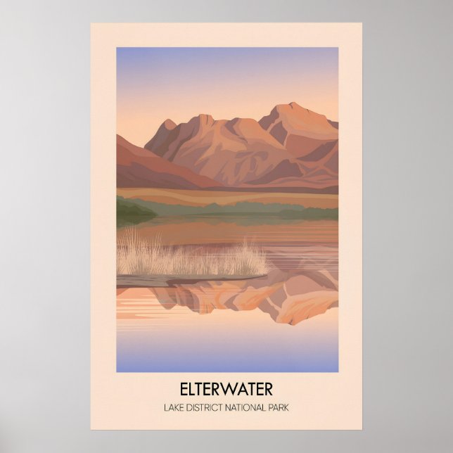 Póster de viaje del Distrito de los Lagos de Elter (Frente)