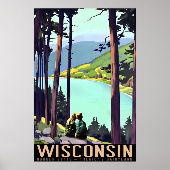 Póster de viaje del estado de Wisconsin Badger Boy (Frente)