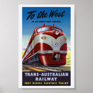 Póster de viaje del ferrocarril de Australia Occid